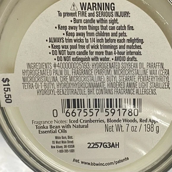 WHITE BARN FROSTED CRANBERRY 7 OZ SINGLE WICK CANDLE - Picture 4 of 4